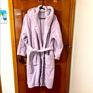 Plush Lavender Hooded Bathrobe